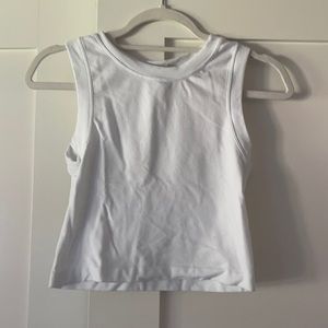 white cropped muscle tank